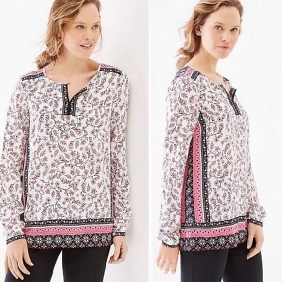 J. Jill Floral Border-Print Rayon Top Size XL - Picture 1 of 8